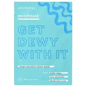 Patchology Moodmask Get Dewy With It Blue Moisturizing Sheet Mask - 1ct - Hydrating Facial Mask - Designed To Moisturize, Depuff & Soothe Redness - Hydrogel Mask Non-Slip - Skin Care Essential