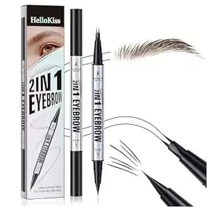 2 Prong Tip Microblading Eyebrow Pen (04#Black Brown) - 2-In-1 Waterproof Eyebrow Pencil, Long-Lasting Natural Hair-Like Brows, Smudge-Proof & Easy To Use