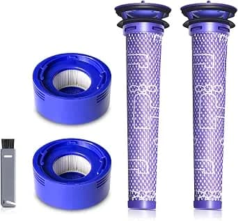 Keluke Replacement Vacuum Filters Kit For Dyson v7 v8 sv10 - 4-Pack Filter Replacement (Parts 965661-01 & 967478-01). Compatible With Dyson v7, v8 Animal, v8 Absolute & sv10.