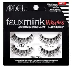 Ardell Faux Mink Wispies False Eyelashes, Light Volume, Short Length, Vegan Friendly, 2 Pairs (Pack Of 1)