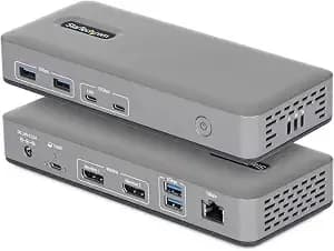 Startech Driverless Usb-C Dual 4k 60hz Displayport Dock, 100w, Gbe, Byod - Plug-And-Play, Native Gpu, Usb-A And Usb-C Ports, 15w Downstream Charging, Vesa Or Surface Mount, With Lock Slots
