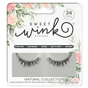 Sweet Wink Natural False Eyelashes - Lightweight Clear Band, 1 Pair (#24)