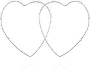 Guess Wire Heart Silvertone Hoop Earrings Extra Large