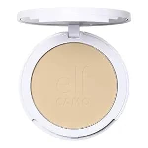 E.L.F. Camo Powder Foundation, Lightweight, Primer-Infused Buildable & Long-Lasting Medium-To-Full Coverage Foundation, Fair 140 W