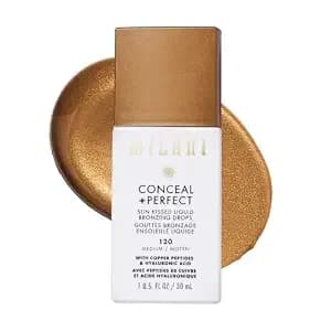 Milani Conceal + Perfect Sun Kissed Liquid Bronzing Drops - Medium - Liquid Bronzer Drops Deliver Sheer, Weightless & Ultra-Blendable Coverage For A Sun-Kissed Glow. Infused With Peptides.