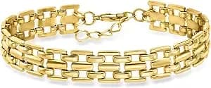 Ross-Simons 14kt Yellow Gold-Plated Panther-Link Bracelet. 7 Inches