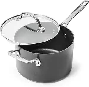 Sur La Table Signature Hard Anodized Nonstick Saucepan, Black