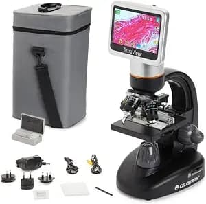 Celestron Tetraview Lcd Digital Microscope With 180° Swivel Screen - Digital Microscope With Lcd Screen For Classroom Or Lab, Capture Photos & Video, Up To 1600x Power, Great For Students