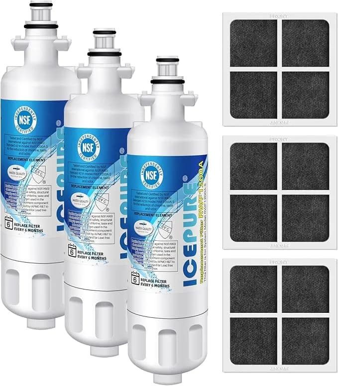 Icepure adq36006101 Replacement For Lg lt700p Filter & lt120f Air Filter - Replacement For Kenmore Elite 9690, adq36006102, Rfc 1200a, 46-9690 469690, adq36006101-S, lfxs30766s, Wsl-3, Fml-3,3 Combo