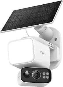 Tapo 2k Outdoor Pan/Tilt Wireless Floodlight Security Camera, c615f Kit - Battery Power With Solar, 360º Ai Motion Tracking, Person/Vehicle Detection, Subscription-Free Local Storage Or Cloud