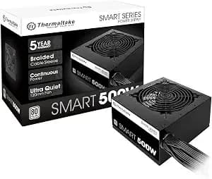 Thermaltake Smart 500w 80+ White Certified Psu, Continuous Power With 120mm Ultra Quiet Cooling Fan, Atx 12v v2.3/Eps 12v Active Pfc Power Supply Ps-Spd-0500npcwus-W