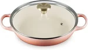 Le Creuset Enameled Cast Iron Signature Round Braiser With Glass Lid, 2.25 Qt., Peche With Light Gold Knob