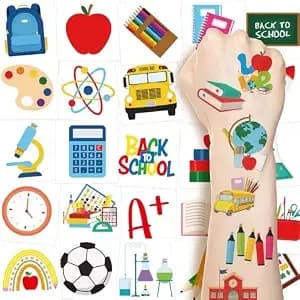 Ceiba Tree 100pcs Back To School Temporary Tattoos Pre-Cut Classroom Supplies Assorted Welcome Back To School Tattoos Party Favors