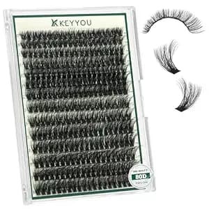 Keyyou Lash Clusters 3d Eyelash Clusters 280pcs 80d D Curl 9-18mix Individual Lashes Wispy Lashes Volume Cluster Lashes Natural Soft Diy Lash Extension