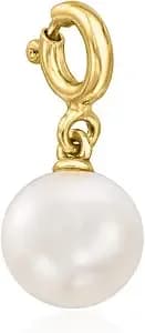 Ross-Simons 8-8.5mm Cultured Pearl Charm In 18kt Gold Over Sterling