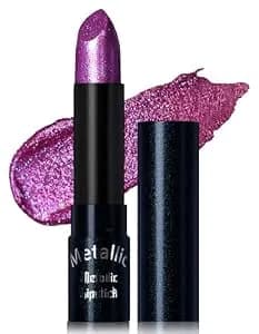 Erinde Metallic Glitter Lipstick For Women, Long Lasting Sparkle Lipsticks, High Shine Diamond Creamy Lipstick Lipcolor Makeup, Hydrating Glimmer Finish, Sparkling Lip Gloss, 12 Violet Purple