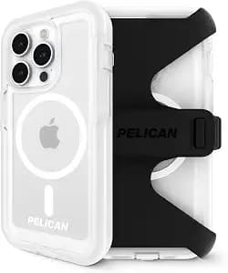 Pelican Voyager Iphone 15 Pro Max Case - Rugged Magsafe Phone Case - Clear - Magnetic Phone Case W/18ft Military Grade Drop Protection - Phone Cover W/ Belt Clip Holster Kickstand For Iphone 15 Pro Max