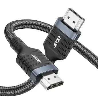 Acer Hdmi 2.1 Cable 6.6ft (8k@60hz,4k@120hz) 48gbps High-Speed Braided Cord - Certified Hdmi Cable Supports hdr10+/Hdcp 2.2 & Arc/Earc, Compatible With ps5, ps4, Xbox, Monitors, Laptops, Roku Tv, Hdtv