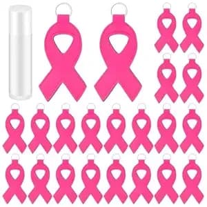 Kenning 20 Pcs Breast Cancer Awareness Accessories Lip Balm Holder Keychain - Bulk Pink Ribbon Breast Cancer Awareness Items For Women Favors Supplies Survivor Gift Charity Charity Public Social Event