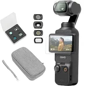 Dji Osmo Pocket 3 Filter Bundle, Vlogging Camera With 1'' Cmos & 4k/120fps - 3-Axis Stabilization, Spotlight Follow, Fast Focusing, Original Standard Combo + Filter Kit + Carring Case + Screen Protector
