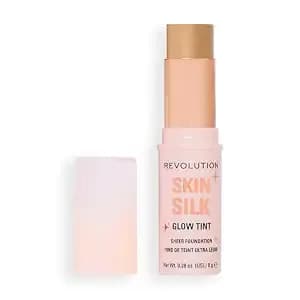 Revolution Skin Silk Glow Tint Sheer Foundation Stick, Medium Tan Warm - Sheer-Light Coverage & Buildable For Even Complexion, Vegan & Cruelty-Free, 0.28 Oz