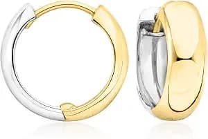 Ross-Simons Sterling Silver And 18kt Gold Over Sterling Reversible Hoop Earrings