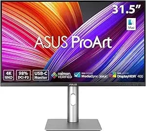 Asus Proart Display 32” (31.5" Viewable) Professional Monitor (pa329crv) - Ips, 4k Uhd (3840 X 2160), 98% Dci-p3, Color Accuracy δE < 2, Calman Verified, Usb-C Pd 96w, Daisy-Chain, Vesa displayhdr400