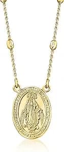 Ross-Simons Italian 18kt Gold Over Sterling Miraculous Medal Bead Station Necklace