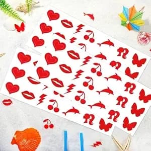 Tanning Stickers For Body - 210 Pieces Multi-Style Self Adhesive Tanning Tattoo Stickers For Sunbathing & Tanning Beds - Waterproof, Sexy Kiss & Dolphin Patterns - Single Use Paper Stickers