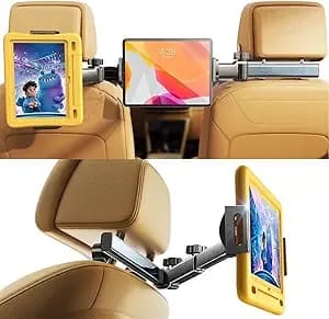 Lisen Ipad Holder For Car Tablet Mount, Road Trip Essentials Kids Back Seat - Car Accessories For Women Interior Kit Organizer Back Seat, Toddler Travel Essential For Car Trip, Ipad Car Mount Headrest
