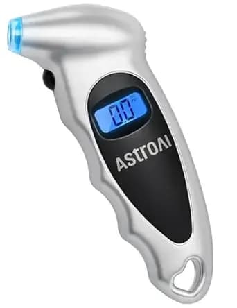 Astroai Digital Tire Pressure Gauge 150psi, ±1psi Accuracy For Car Truck - Industrial Tire Gauge Calibrated To Ansi b40.7 With 4 Settings For Motorcycle Bikes, Silver
