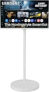 Samsung The Movingstyle Essential 32" 4k Uhd Smart Monitor With Adjustable Rolling Stand, Smart Tv Apps, Built-In Speakers, White Design, Gaming Hub, Ai Picture Optimizer, Smartthings, F-ls32fm70-Msr