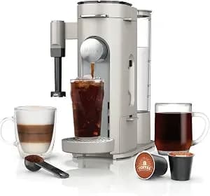 Ninja Pod And Grounds Coffee Maker, K-Cup Compatible, Stone, pb051st - Brews, Compact Design, Built-In Milk Frother, 56 Ounces Reservoir, 6 Ounces Cup To 24 Ounces Mug Sizes