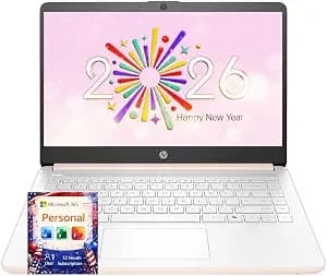 Hp New Everyday Laptop • 2026 Edition • 128gb Ssd • Microsoft Office 365 • Intel n150 Cpu • Thin & Portable • Fast Response • Long Battery Life • Windows 11 • Rose Gold