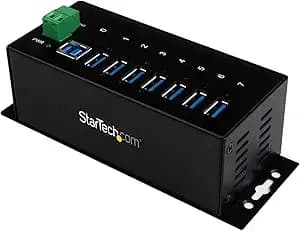 Startech.Com 7-Port Usb 3.0 Hub - 5gbps - Metal Industrial Usb-A Hub With Esd Protection & 350w Surge Protection - Din Rail Wall Or Desk Mountable - Taa Compliant Usb Expander Hub (st7300usbme) - Metal Housing, 15kv Esd And 350w Surge Protection, Din Rail