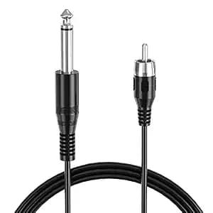 Ancable 6-Feet Tattoo Clip Cord, 6.35mm To Rca Connector Silicone Clip Cable, Suitable For Tattoo Pen & Rotary Machine, Black