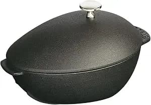 Staub 2 Quart 7 X 9 1/2 Inch Mussel Pot With Stainless Steel Knob, Black Matte