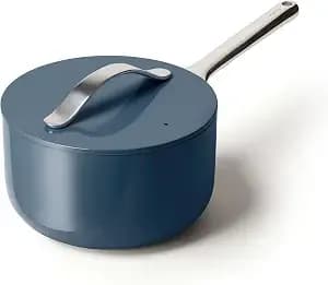 Caraway Nonstick Ceramic Sauce Pan With Lid (3 Qt) - Non Toxic, Ptfe & Pfoa Free - Oven Safe & Compatible With All Stovetops (Gas, Electric & Induction) - Navy