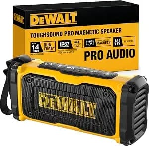 Dewalt Heavy Duty Magnetic Toughsound Pro Bluetooth Speaker – 22w Jobsite Wireless Portable Speaker W/Built-In Magnets, ip67 Dust & Waterproof, 14h Runtime, Auracast Multi-Speaker Linking & Eq Modes