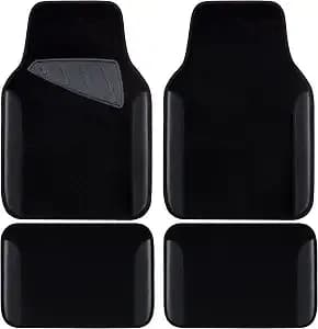 Car Pass Waterproof Universal Fit Car Floor Mats, Faux Leather Car Carpet Mats, Black Car Mats With Anti-Slip Nibbs Backing & Driver Heel Pad Fit For Suv,Vans,Sedans, Trucks,Set Of 4pcs(All Black)