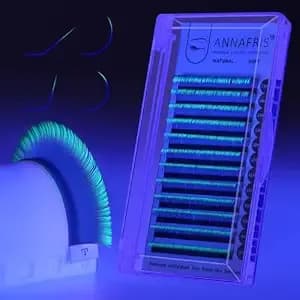 Colorful Individual Eyelash Uv Neon Colored Lashes Extension,Volume Lash Extension False Eyelashes Colored Faux Mink Lashes(Blue Green,0.07 D 8-15mm Mix)