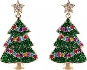 Hallmark Enamel And Stone Christmas Tree Earrings