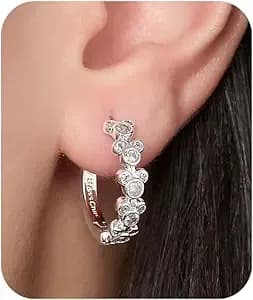 Mickey Mouse Endless Hoop Earrings For Women Official License - Flash-Plated Cubic Zirconia Disney Earrings