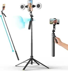 Acer Gadget Auto Face Tracking Tripod For Iphone – Gesture Control Detachable Mini Ring Light 64" 360 Degree Ai Tracking Phone Tripod For Vlogging Youtube Tiktok Video Recording