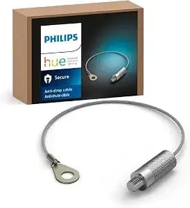 Philips Hue Secure Camera Anti-Drop Cable, Silver - 1 Pack - Made For Outdoor Use - Attaches To Philips Hue Low-Volt Power Supply Unit