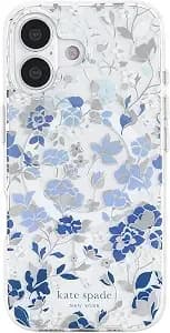 Kate Spade New York Iphone 17 Case - Flowerbed Blue Gems - Compatible With Magsafe - Lightweight Designer Case For Iphone 17 With Anti-Scratch Coating And Flowerbed Blue Design