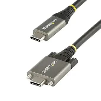 Startech.Com 20" (50cm) Side Screw Locking Usb C Cable 10gbps - Usb 3.2 Gen 2 Type-C Cable - 100w (5a) Power Delivery Charging, Dp Alt Mode - Dual Screw Lock - Usb-C Cord Charge/Sync (usb31ccslkv50cm)