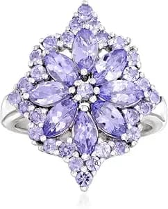 Ross-Simons 2.70 Ct. T.W. Tanzanite Flower Burst Ring In Sterling Silver