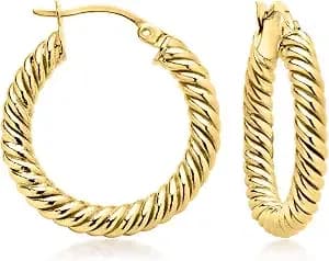 Ross-Simons 14kt Yellow Gold-Plated Twisted Hoop Earrings