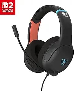 Turtle Beach Airlite Fit Wired Gaming Headset For Nintendo Switch 2, Lite - Works With Nintendo Switch Oled, Flip-To-Mute Mic, Comfortable Ear Cushions, 40mm Speakers, Lightweight, Charcoal Blue & Red
